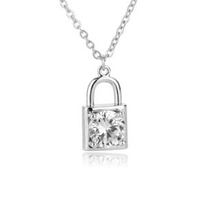 Silver Chain Purse Pendant Padlock Necklace